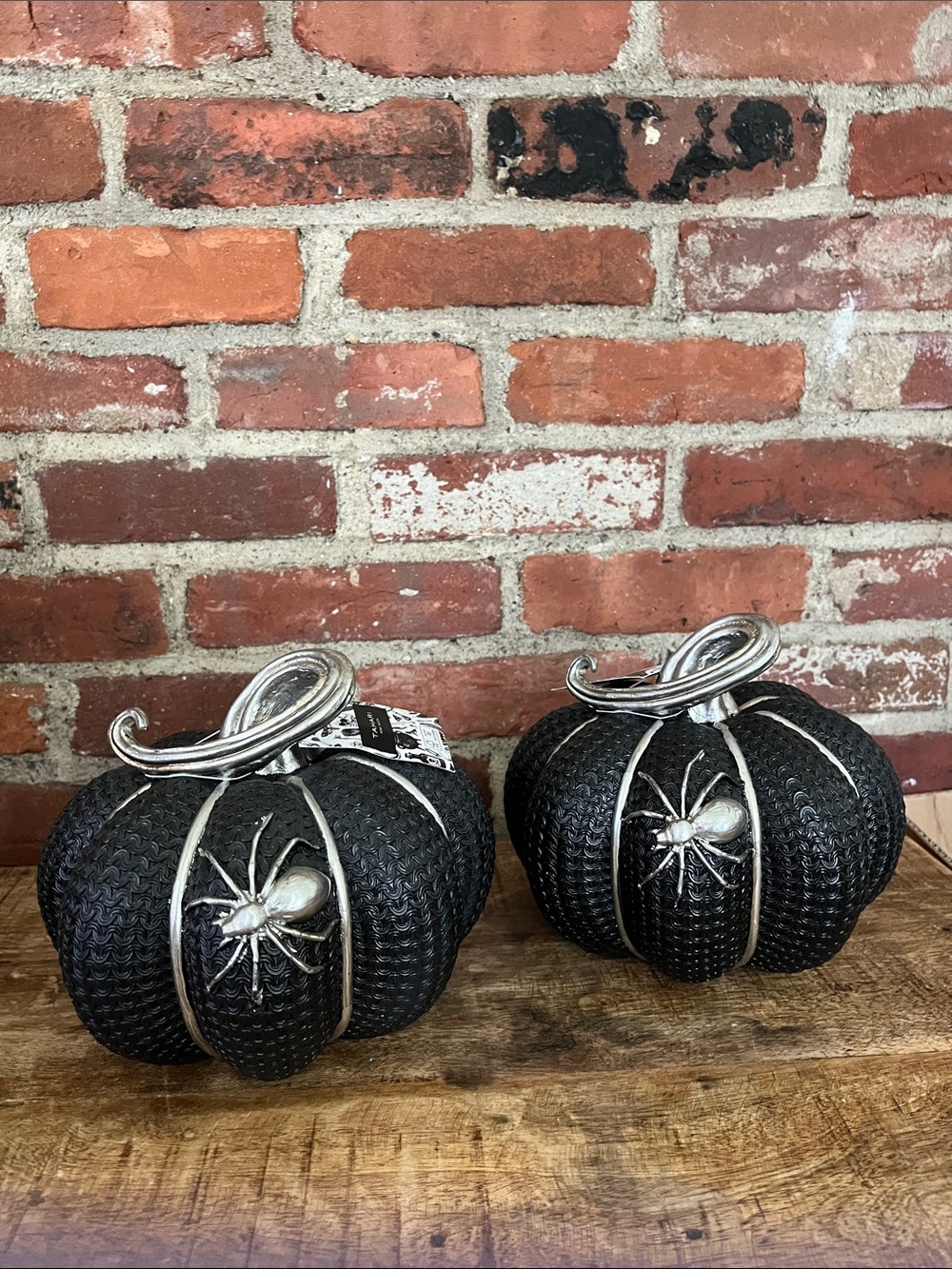 Tahari Black Pumpkin Pair with Silver Spider Accents